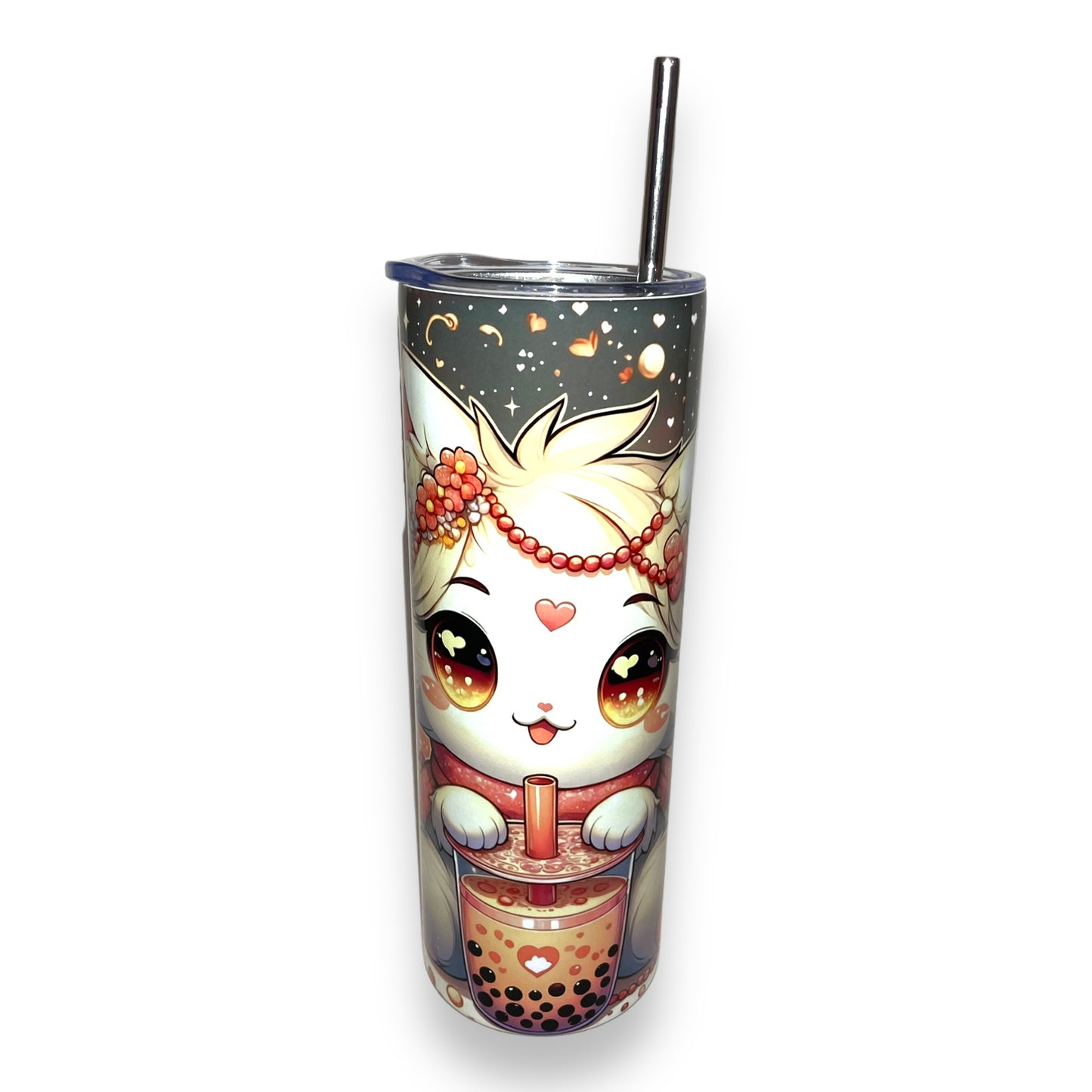 Boba Tea Kawaii Cat Stainless Steel Tumbler (20oz)