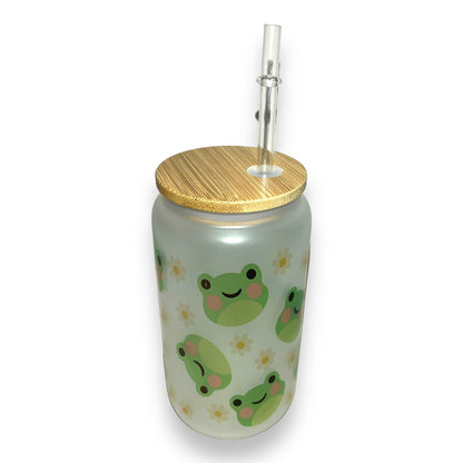 Kawaii Frog Glass Tumbler (16oz)