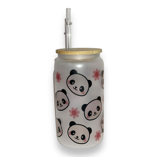 Kawaii Panda Glass Tumbler (16oz)